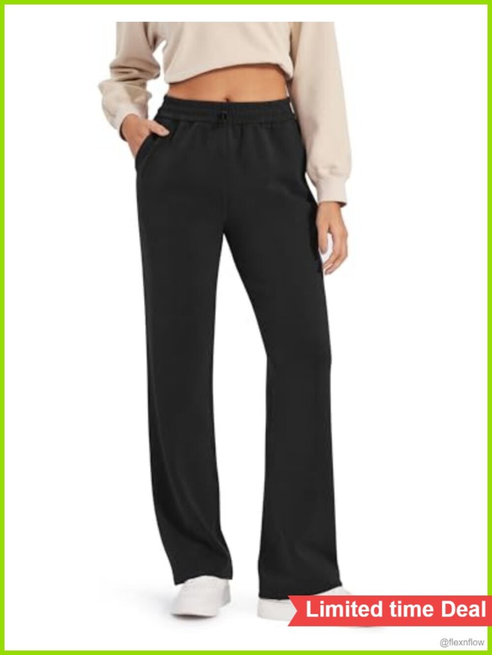 Wide Leg Sweatpants High Rise Drawcord Pockets Casual Lounge Yoga